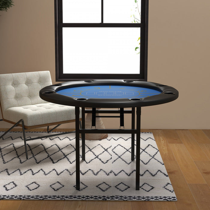 Soozier 47\" Foldable Poker Table 8 Player Blackjack Game Table, Black