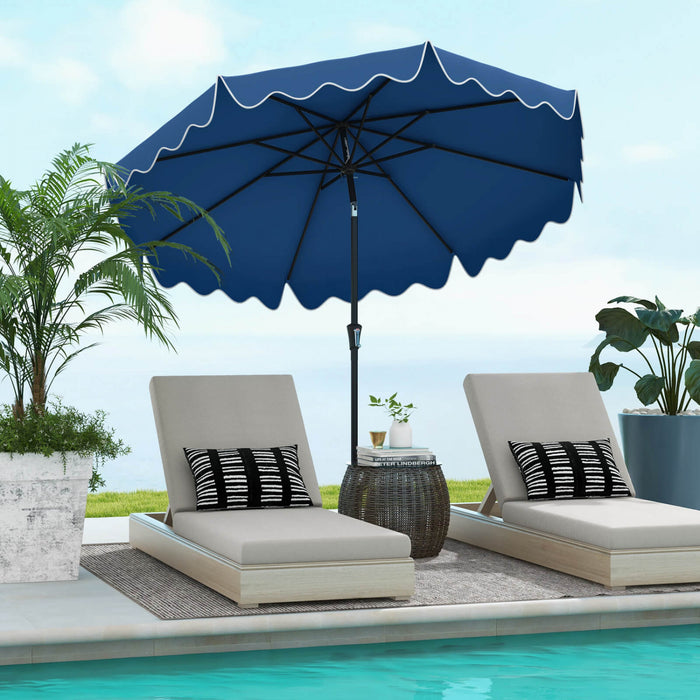 Costway 9 FT Patio Umbrella 2-Tier Market Table Umbrella with Sun-Protective Canopy Navy