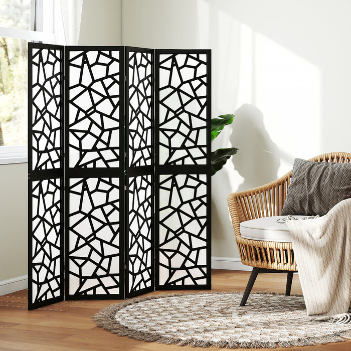 HOMCOM 4 Panel Room Divider, 5.6 FT Lightweight Privacy Screen, Black
