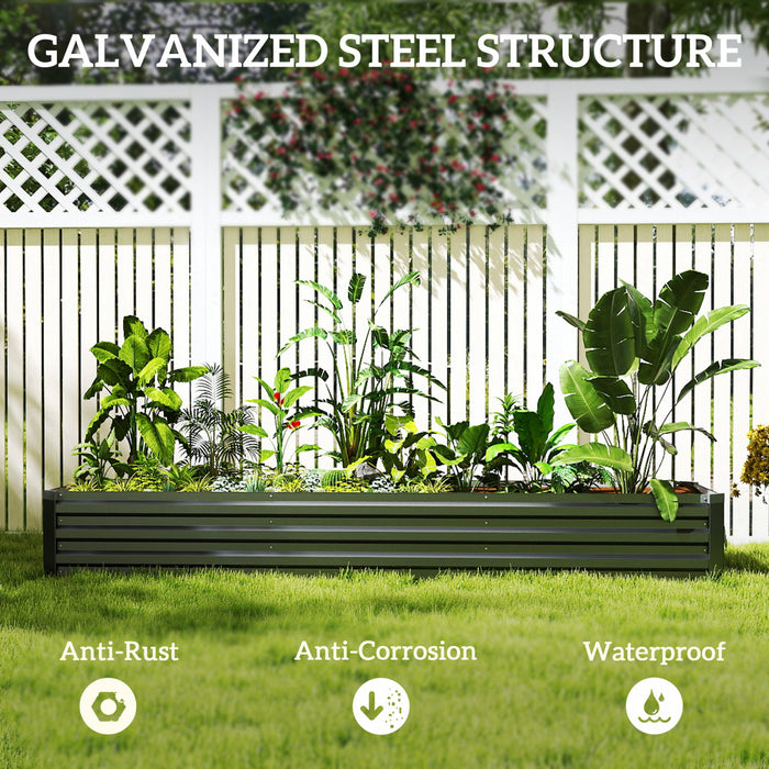 Outsunny 8x2x1ft Raised Garden Bed Large Galvanized Elevated Planter Box
