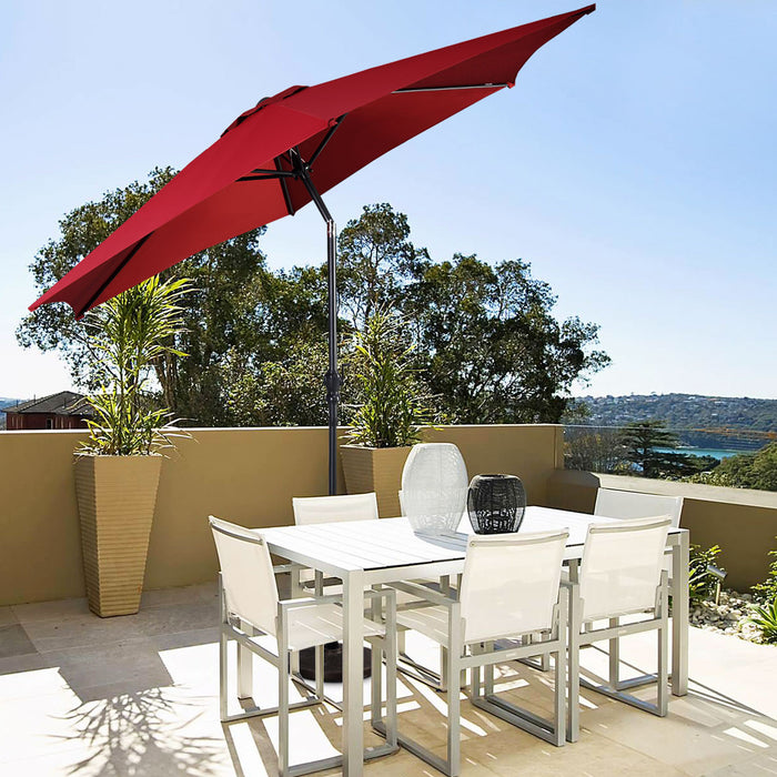 Costway 9FT Patio Umbrella Sun Shade Market Steel Tilt W/ Crank Yard Garden Burgundy