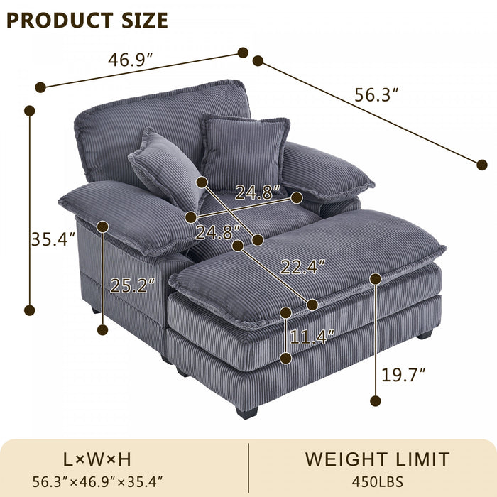 Liam 46.9\" Modern indoor corduroy sofa with 2 soft cushions ,Orange Sofa