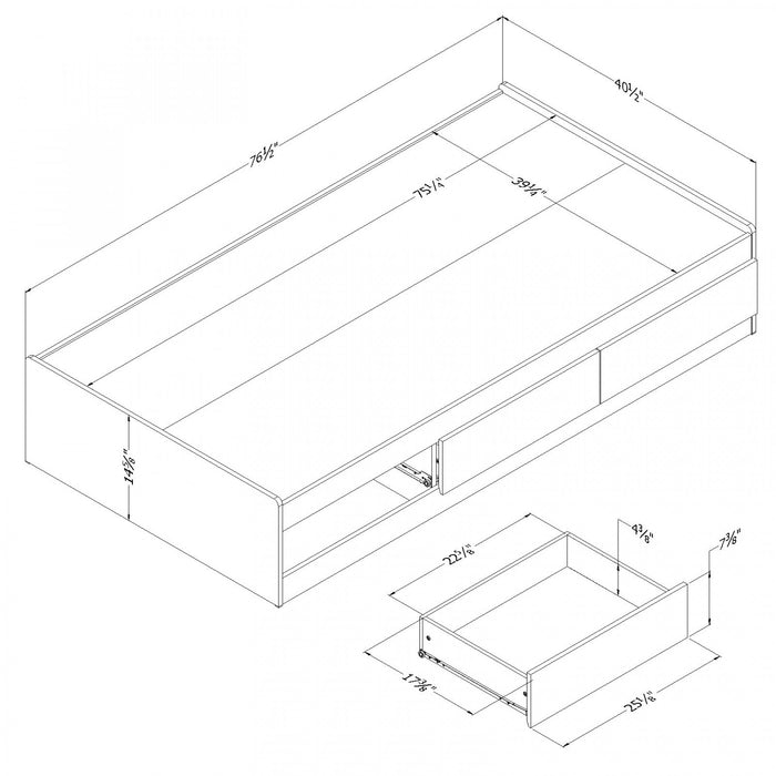 Vito Mate's Platform Storage Bed With 3 Drawers - Pure Black