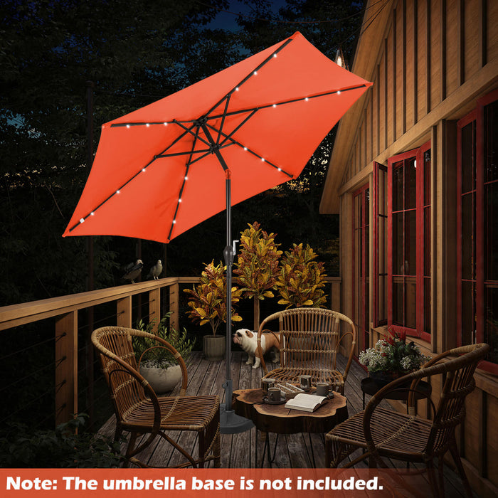Costway 9FT Patio Solar Umbrella LED Steel Tilt W/ Crank Orange