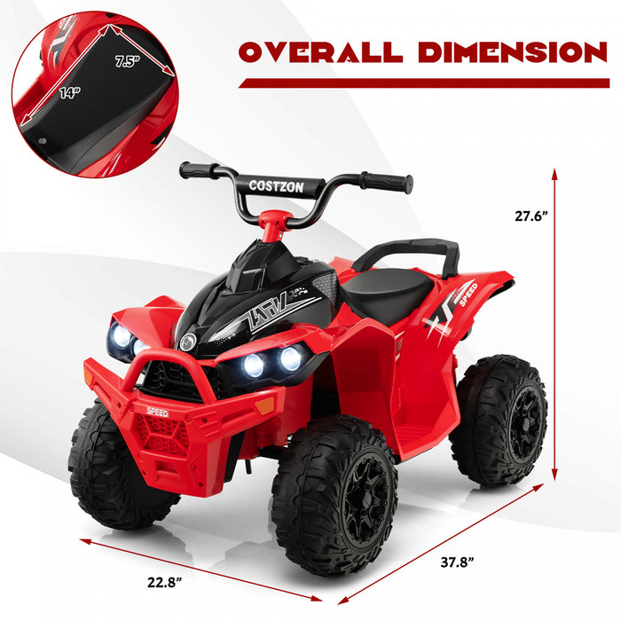 Costway 12v Battery Powered Kids Ride On Atv Electric 4-wheeler Quad Car With Mp3 & Light