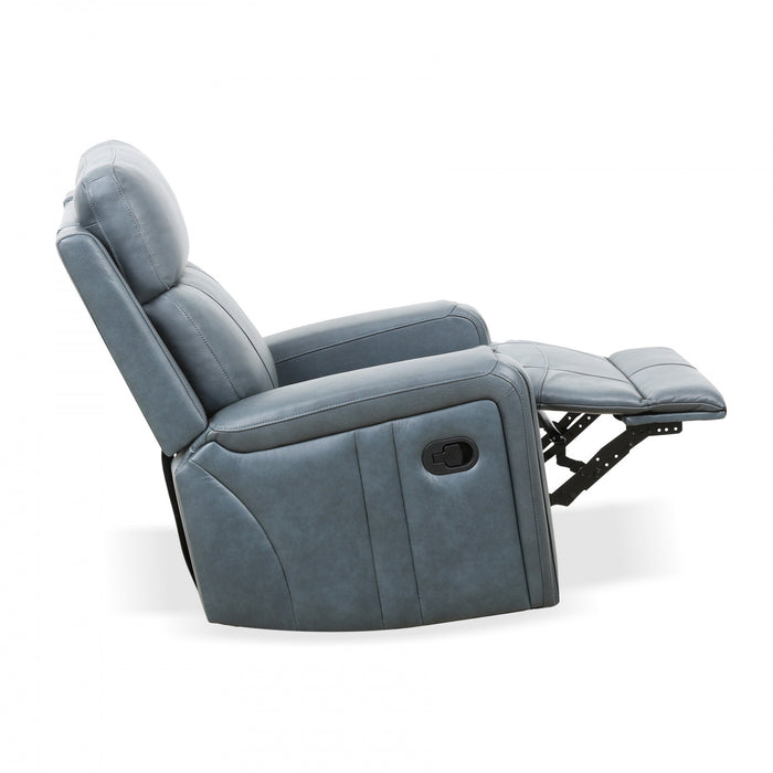 Bellamy 37 in. Leather Match Swivel Glider Recliner - Blue