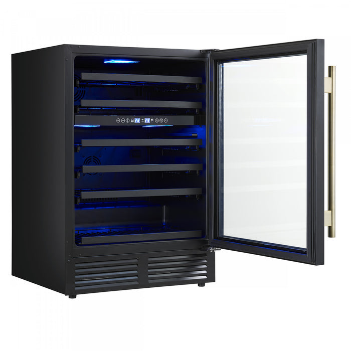 Forno Bacchino 24\" Wine Cooler, Black,51 Bottle Capacity, Built-In or Freestanding-FWCDR6634-24BLK
