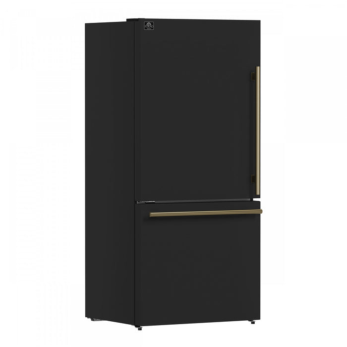 Forno Milano Espresso 31 Inch Bottom Freezer, Black, 17.2 cu.ft. - FFFFD1786-31BLK