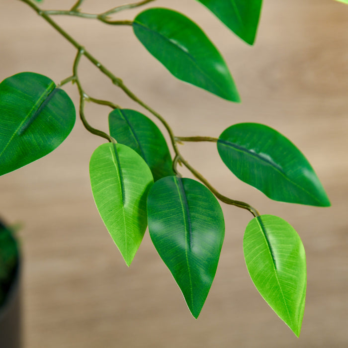 HOMCOM 4.5ft Ficus Artificial Tree with Realistic Leaves for Indoor