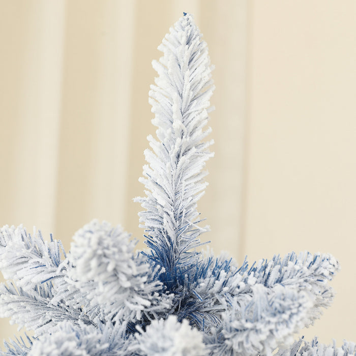 Homcom 7 Ft Artificial Christmas Tree With Snow Flocked Branches, Hinge