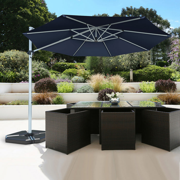 11' Patio Cantilever Offset Umbrella 360° Rotation Outdoor Tilt Blue
