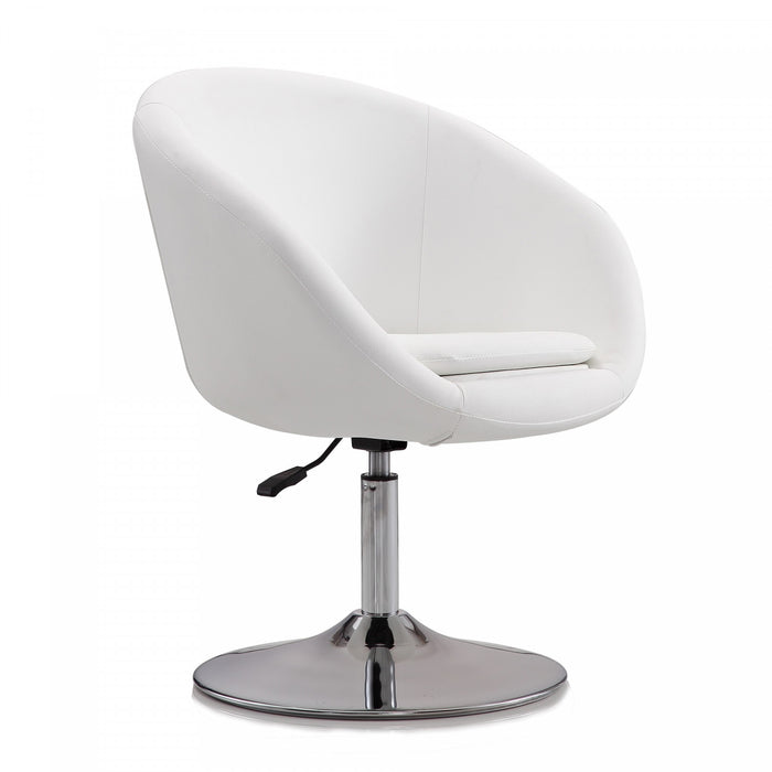 Hopper Modern Upholstered Swivel Lounge Chair in White - Set of 2 Accent Chair