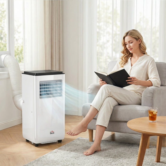 HOMCOM 10,000 BTU Portable Air Conditioner for 440 sqft room, Timer, White