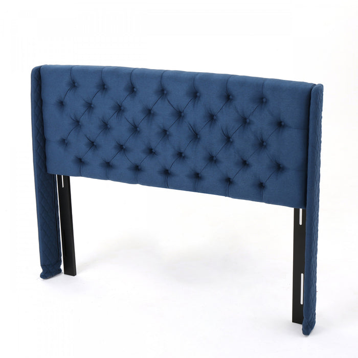 Hansen Upholstered Wingback Headboard With Button Tufting,king Size,dark Navy