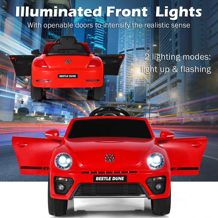 Costway 12v Kids Ride On Car Licensed Volkswagen Beetle W/ Remote Control & Music Red