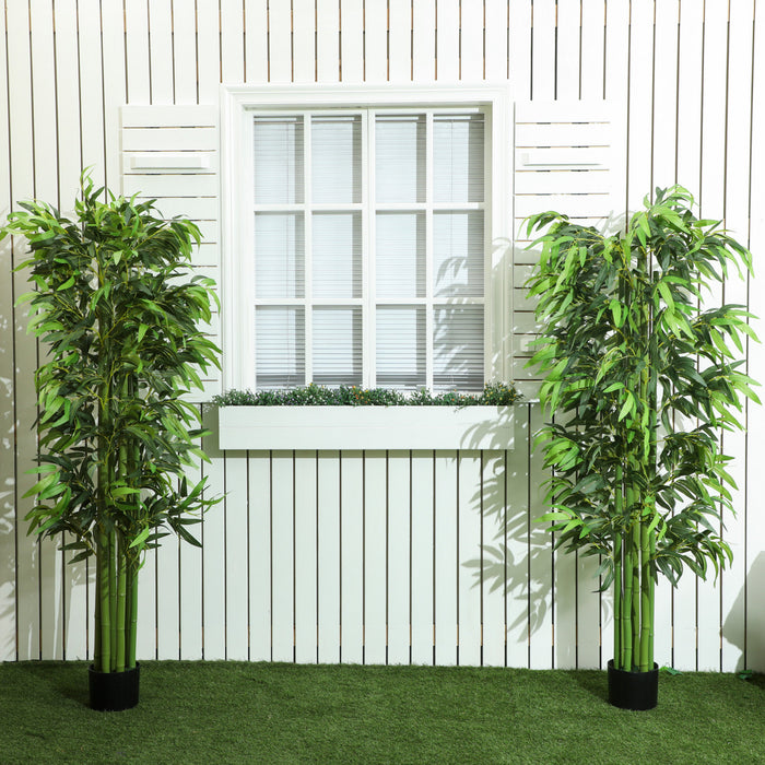 Outsunny 6FT Artificial Bamboo Trees Set of 2 in Pot Indoor Decor, Green