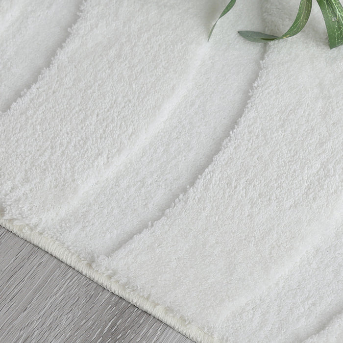 Pearl White Waves Washable Shag Area Rug 8'x10' Indoor Area Rug