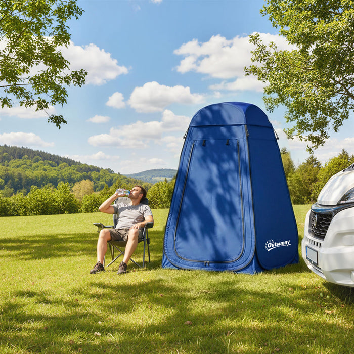 Outsunny Pop Up Shower Tent, Outdoor Privacy Changing Dressing Room, Blue