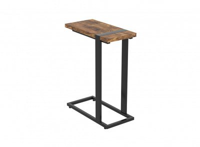 19” C-shaped End Table With Metal Frame - Brown Reclaimed Wood | Table de bout en forme de C de 19 po avec armature en métal - bois recyclé brun