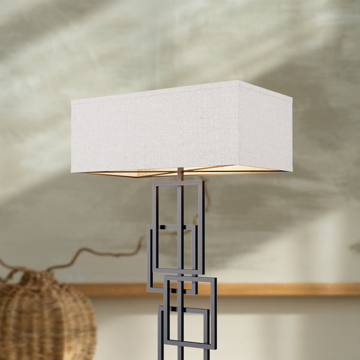 27\" Black Geometric Chic Table Lamp with Square Shade