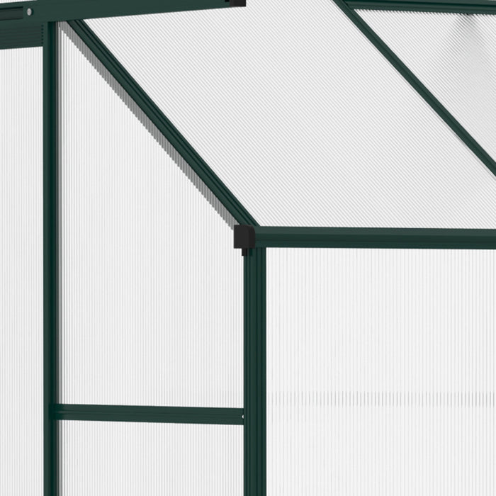 Outsunny 6' X 4' X 7' Aluminum Polycarbonate Lean-to Greenhouse, Outdoor Walk In Garden Green House With Roof Vent For Plants, Herbs, Vegetables, Green