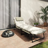 Outsunny Folding Lounge Chair W/ Cushion, Reclining Tanning Chair, Beige