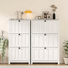 HOMCOM Narrow Shoe Cabinet with 3 Flip Drawers, Shoe Storage Cabinet, White
