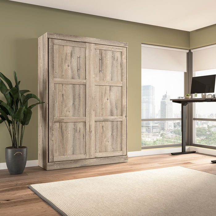 Bestar Pur Full Murphy 59-Inch Wall Bed - Rustic Brown