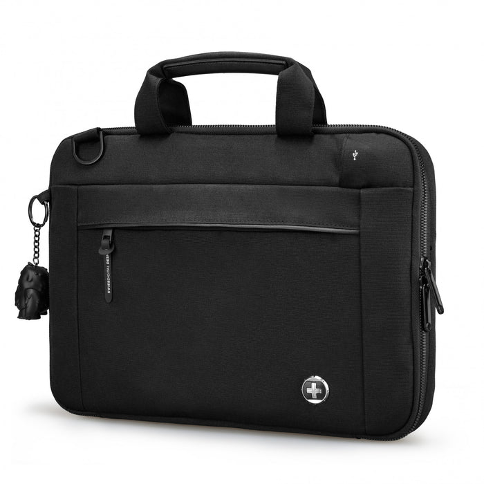 Swissdigital Bolligen 16\" Laptop Sleeve Bag – USB Charging, Water-Repellent, Add-A-Bag System, Padded Protection, Travel