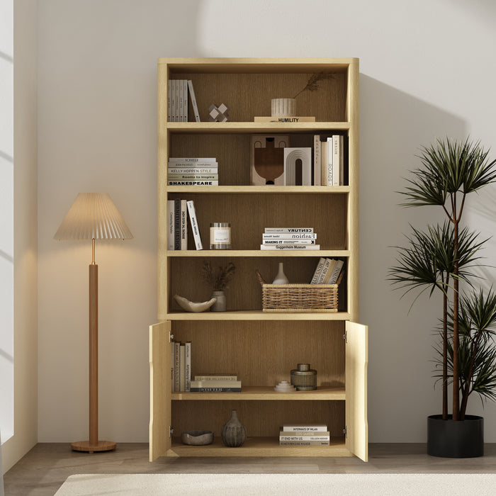 Rivington Modern 40\" Bookcase Cabinet in Natural Oak