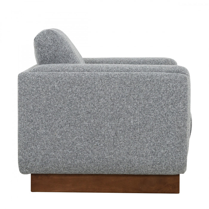 Caden 43 in. Fabric Accent Chair with Block Arms and Wood Legs - Grey