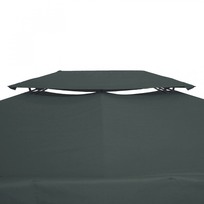 Outsunny 13.1' X 9.8' Gazebo Replacement Canopy 2 Tier Top Uv Cover Pavilion Garden Patio Outdoor, Grey (top Only)