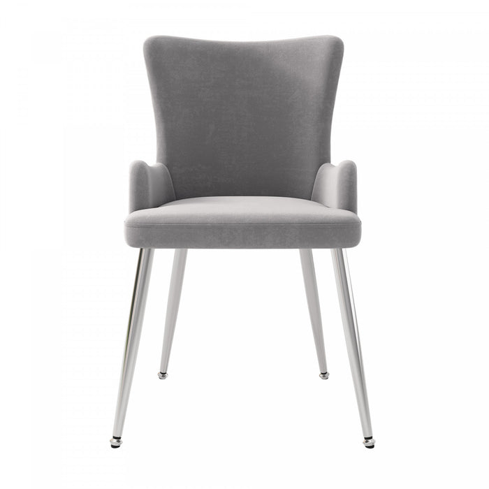 Luna Velvet Dining Chairs with Tufted Upholstered and Gold Metal Legs Set of 4, Grey