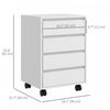 HOMCOM 4 Drawer File Cabinet, Filing Cabinet with Lockable Wheels, White