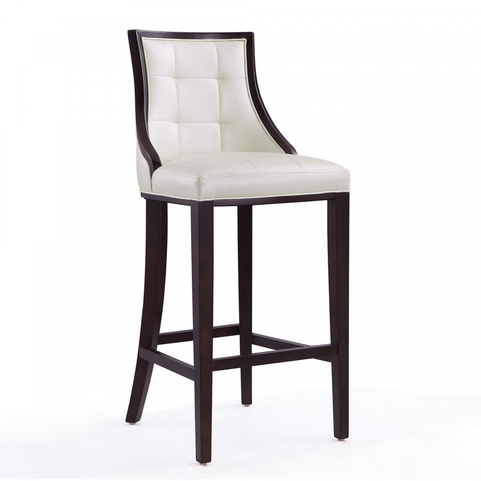 Fifth Avenue Traditional Wood Upholstered Barstool in Pearl White - Set of 3