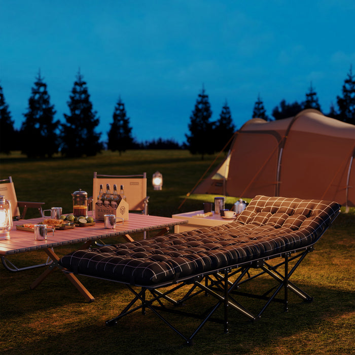 Outsunny Camping Cot For Adults With Mattress, Folding Bed, Black