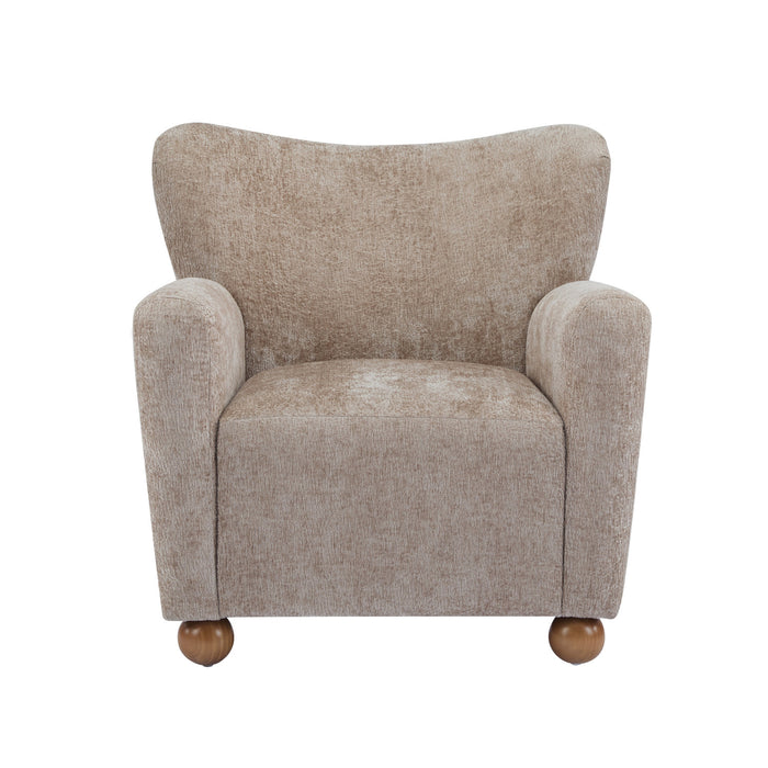 Wingate Cozy Wingback Armchair with Premium Fabric and Solid Wood Legs, Beige Brown