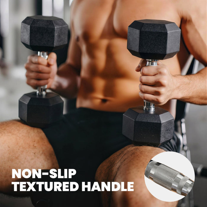 Soozier 150lbs Hex Dumbbell Weight Set with Vertical Rack for Home Gym