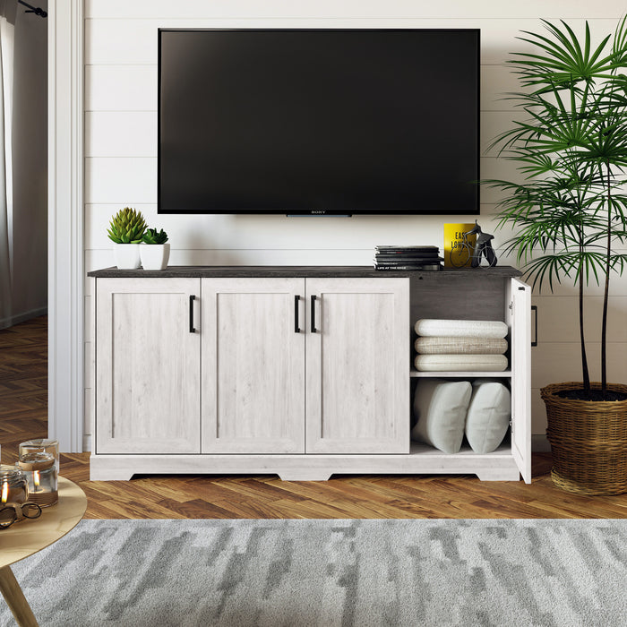 Prepac Rustic Ridge 4-Door Console Buffet - Washed White