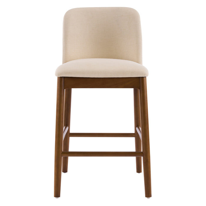 Lois Rubber Wood Counter Stool Set of 2 with Upholstered Seat and Footrest,Beige
