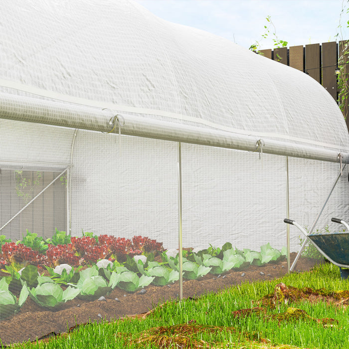 Outsunny 19.5' X 10' Tunnel Greenhouse Green House With Mesh Sidewalls Door
