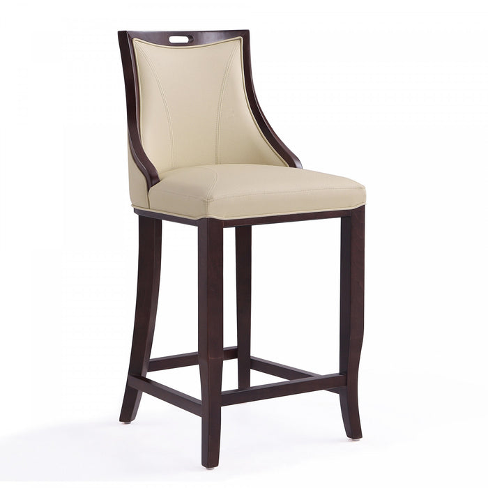 Emperor Traditional Wood Upholstered Barstool in Cream - Set of 3