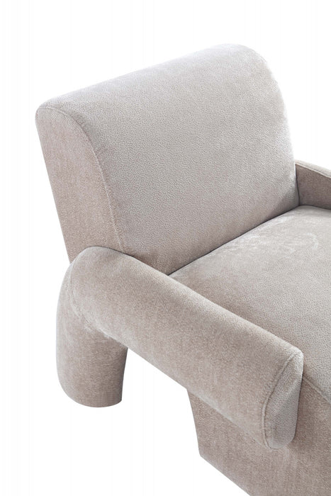 Verandah Mid-Century Modern Chenille Lounge Chair in Beige - Set of 2