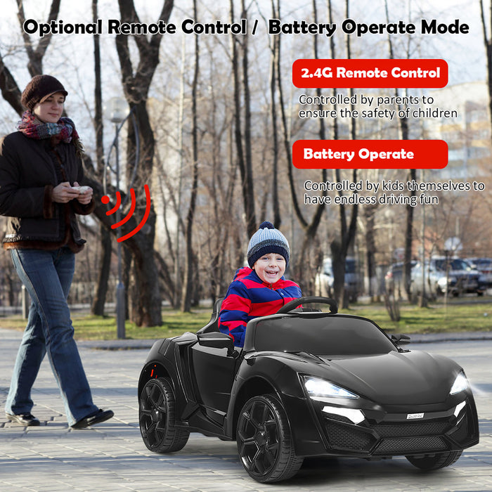 Costway 12v Kids Ride On Car 2.4g Rc Electric Vehicle W/ Lights Mp3 Openable Doors Black