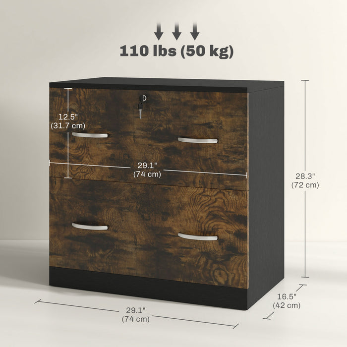 Vinsetto Filing Cabinet with 2 Drawers File Cabinet with Lock Rustic Brown