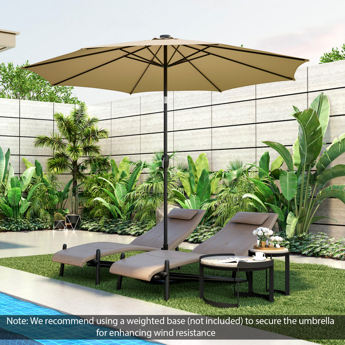 Costway 10 FT 112 LED Solar-Lighted Patio Table Market Umbrella Crank Tilt Outdoor Beige