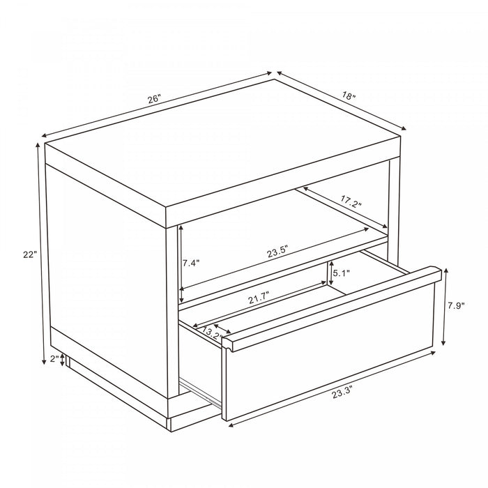 Navis Contemporary 26\" Nightstand in Natural Oak (1-Drawer)