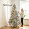 HOMCOM 7ft Prelit Flocked Christmas Tree, Downswept Hinged Xmas Tree