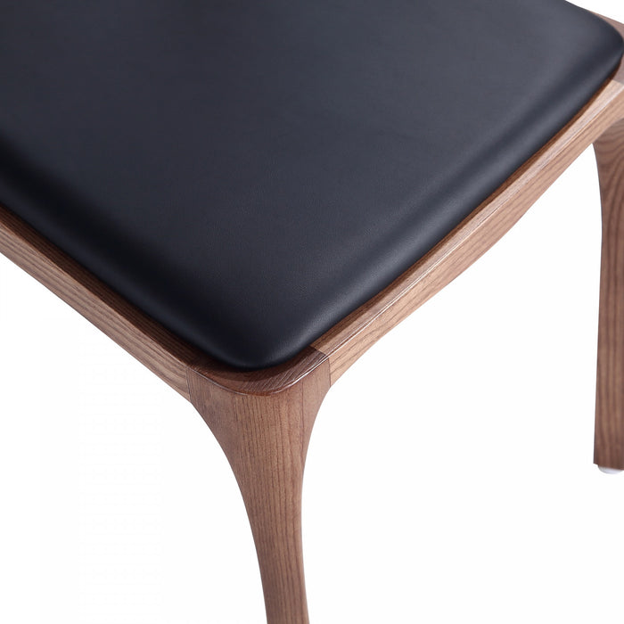 Moderno Modern Wood Vegan Leather Dining Chair in Black - Set of 4