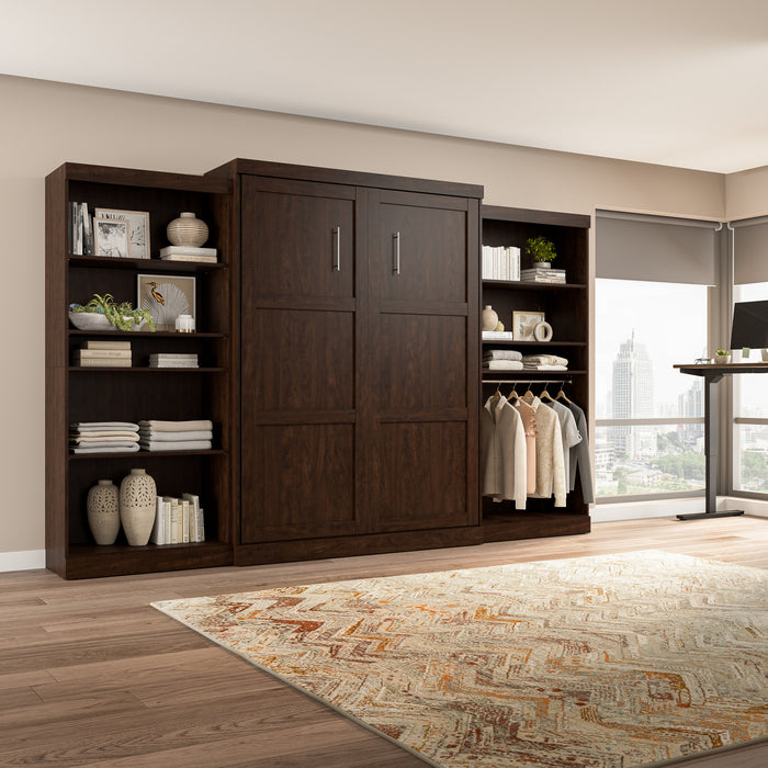 Bestar Pur Queen Murphy Bed with Two Storage Units 136-Inch Wall Bed